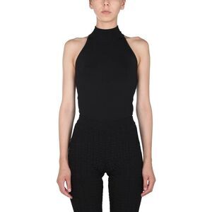 GIVENCHY Sleeveless Mock Neck Top with Geometric Jacquard Detail Women BLACK